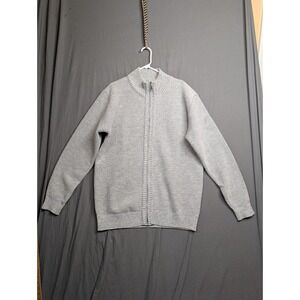 Marx & Dutch Mens Gray Waffle‎ Knit Full Zip Sweater Fleece Lined Plaid Large